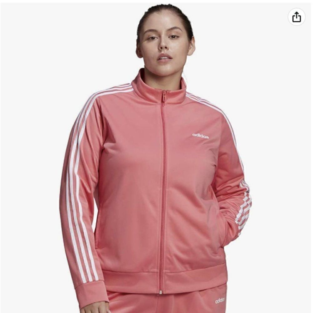 Adidas Essentials 3-Stripe Track Jacket Hazy Rose Pink Small